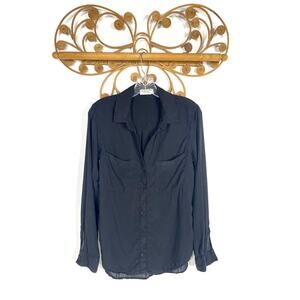 Bella Dahl Two Pocket Button Down Top Black XS